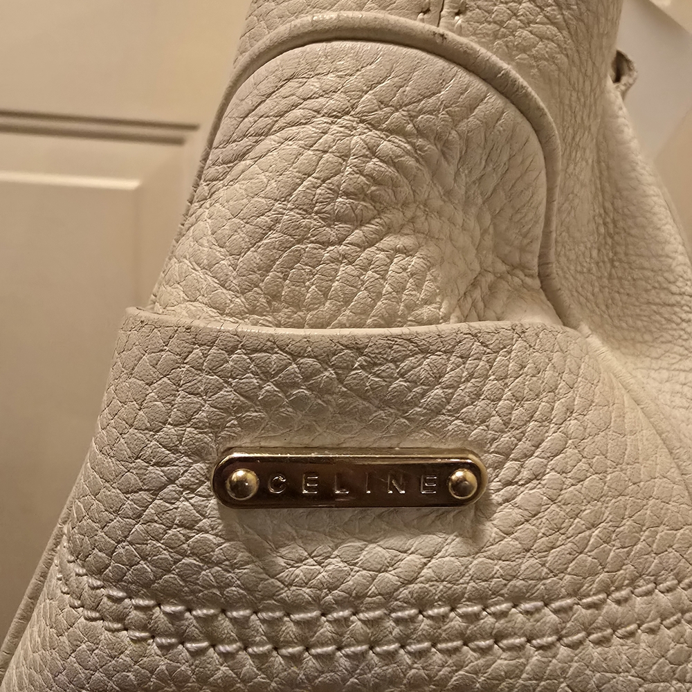 Celine White Textured Leather Bag